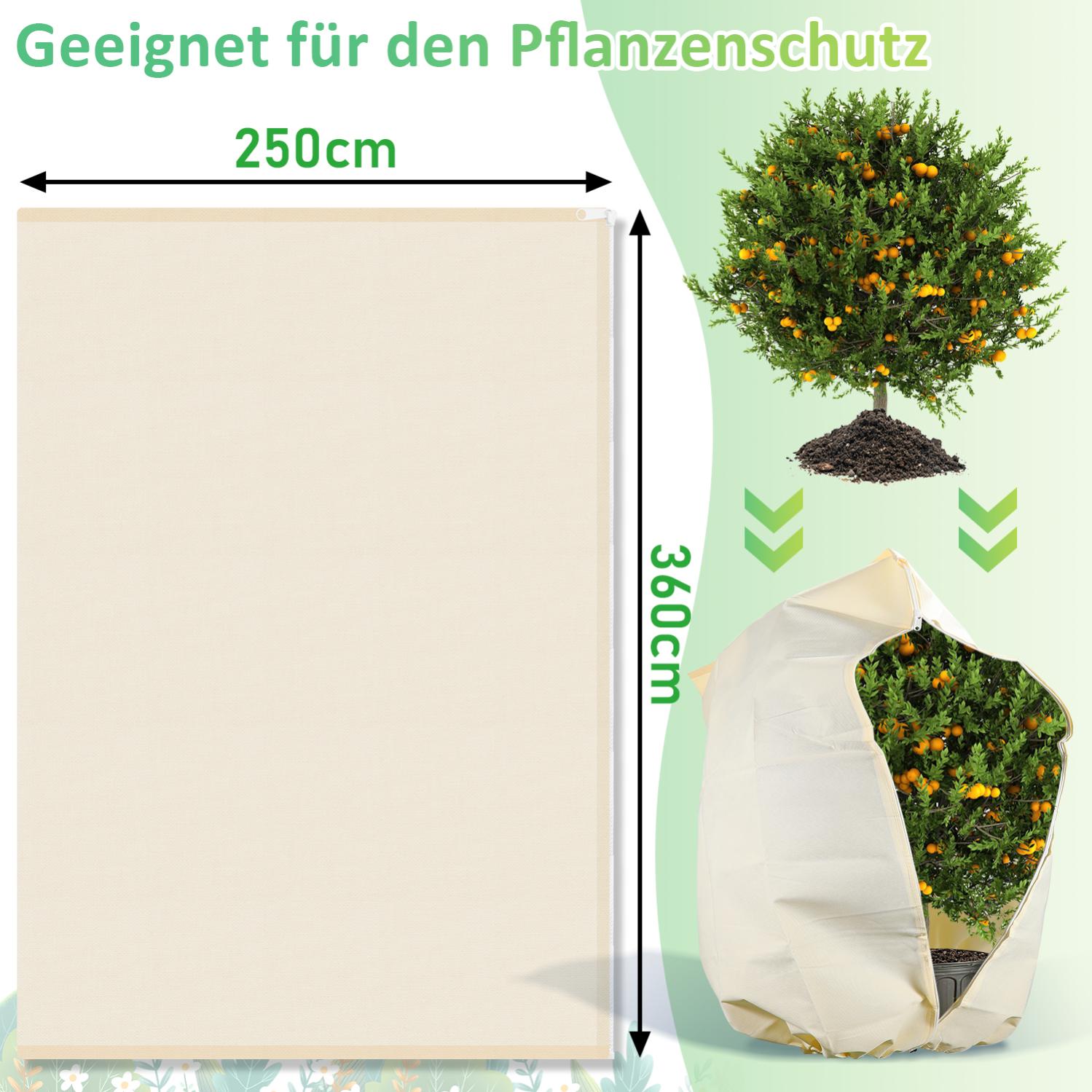 Housse De Protection Hiver Pour Arbres Et Plantes - 250x360 Cm, Tissu épais 80g/m², Zip Et Cordon De Serrage - 4