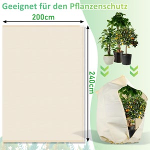 Housse Hivernage Plantes 200x240 Cm - 2 Pièces, Voile De Protection Anti-gel Avec Cordon, Pour Rosiers, Palmiers