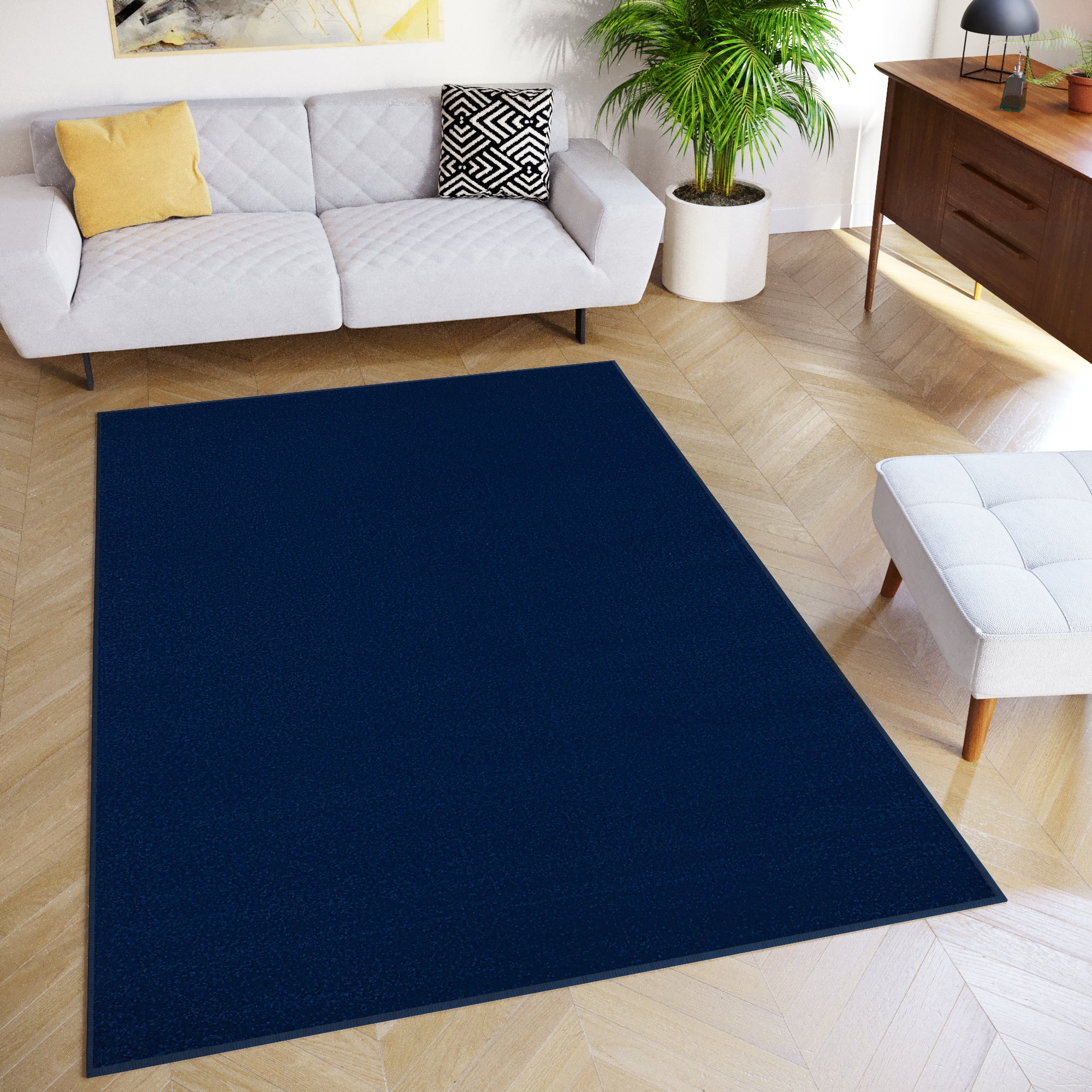 TAPISO Mono Tappeto per Corridoio Ingresso a Pelo Basso Moderno Blu Scuro  Uni Interiore Esteriore OEKO-TEX 80 x 420 cm