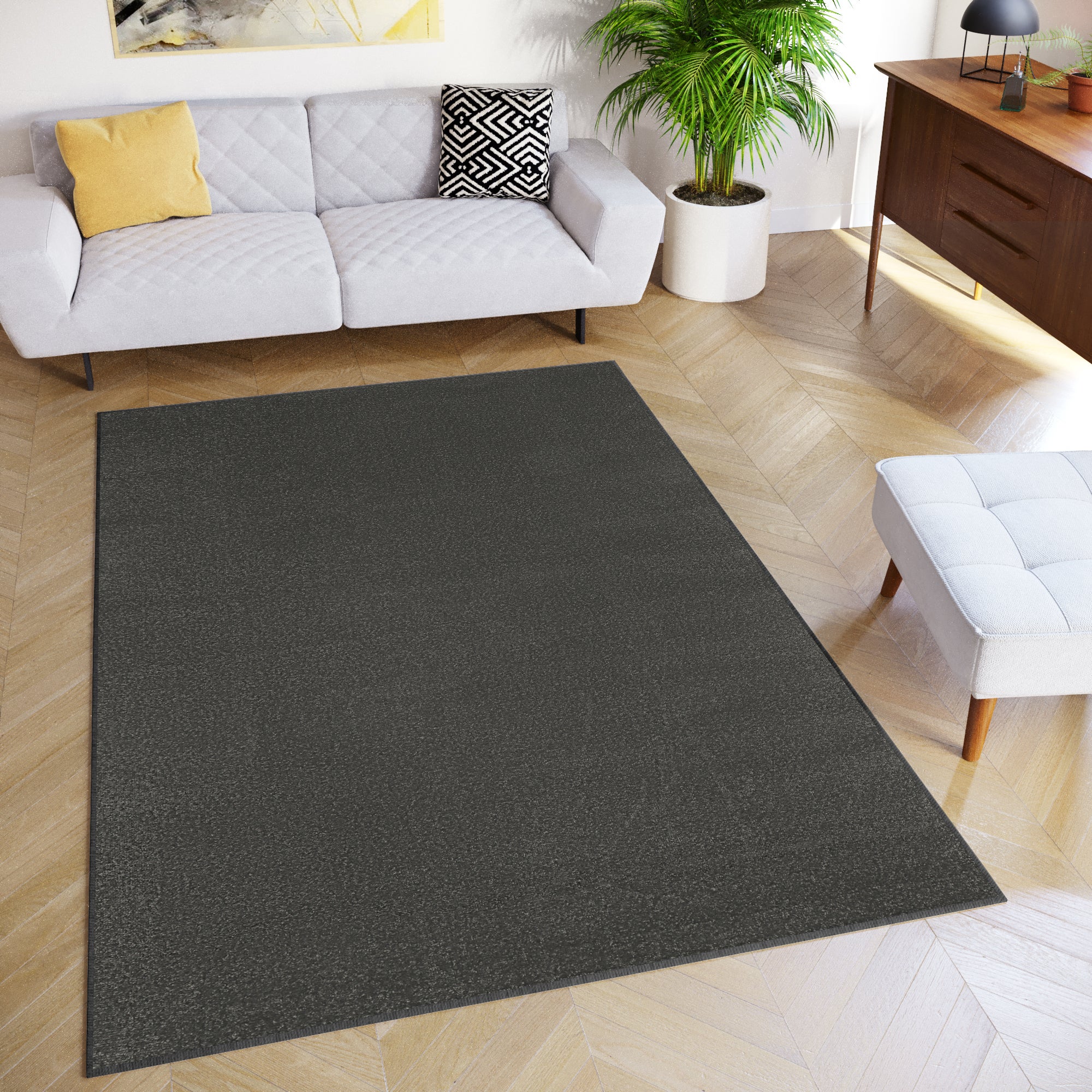 Tapiso mono alfombra de salón pelo corto interior exterior moderne gris oscuro uni oeko-tex 140 x 200 cm