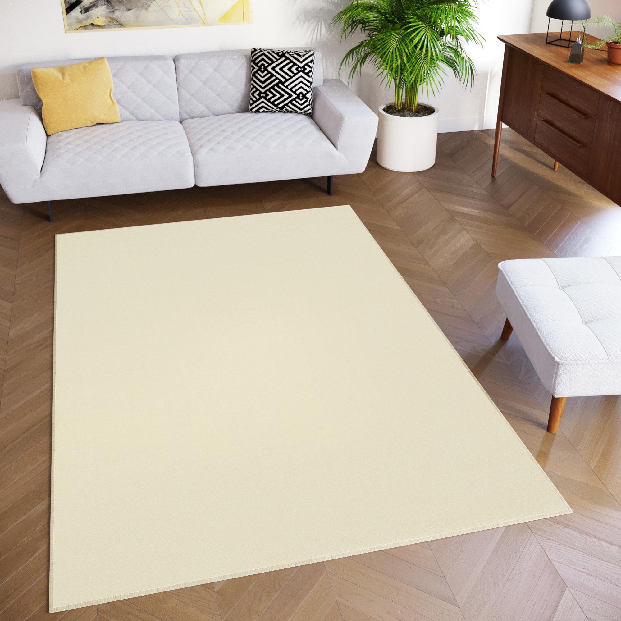 Tapiso mono alfombra de salón pelo corto interior exterior moderne crema uni oeko-tex 180 x 250 cm