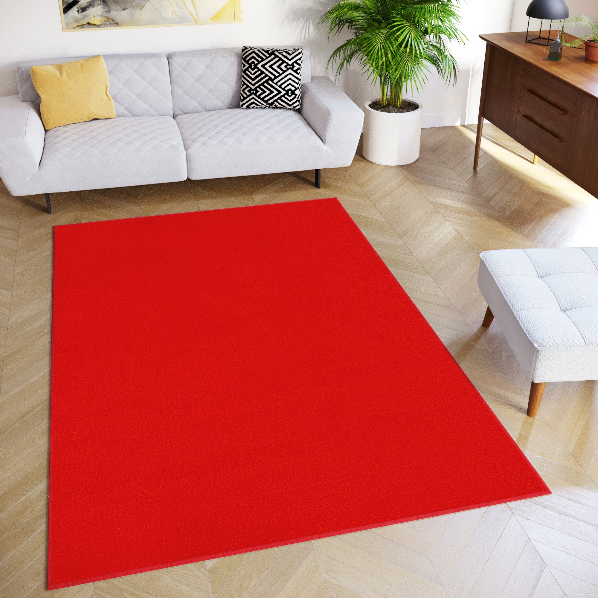 TAPISO Mono Tappeto per Soggiorno a Capelli Corti Interiore Esteriore  Moderne Rosso Uni OEKO-TEX 160 x 220 cm