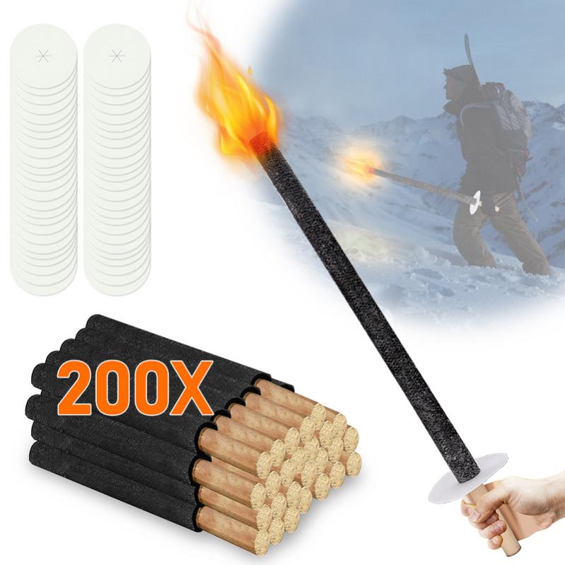 Ansobea 10x Flambeaux Torches En Cire, Temps De Combustion 100min, Avec Protection Pour Les Mains Et Poignée En Bois Extra Longue, Pour Feu De Camp, Extérieur