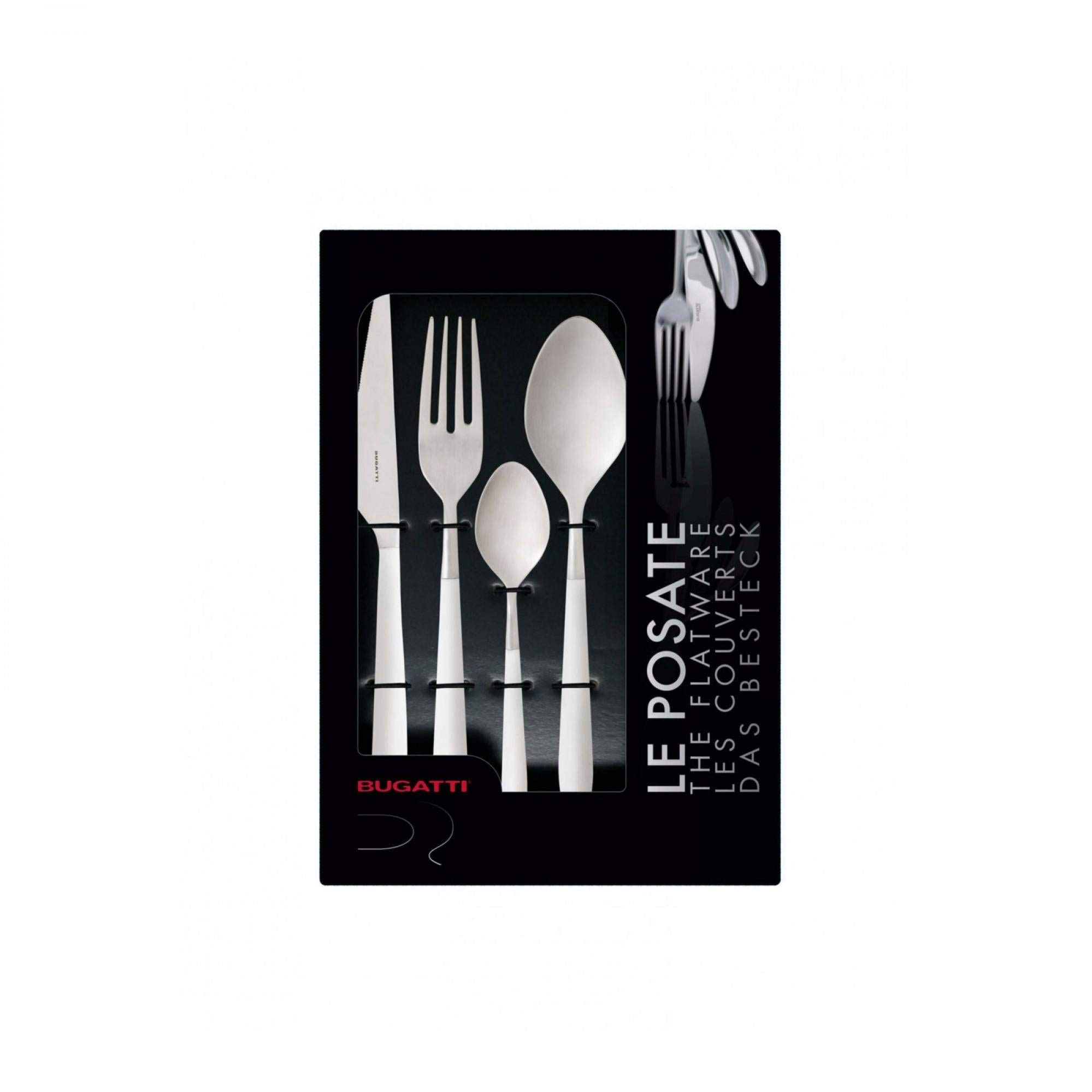 BUGATTI, Ares, Set Posate 4 pezzi in Acciaio Inox 18/10 e Manico Colore Epic Brown (Marrone), Set per 1 Persona, Composto da Cucchiaio, Forchetta, Coltello e Cucchiaino Caffè