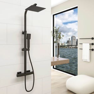 Juego de grifo de ducha termostático, sistema de ducha para bañera,  mezclador de ducha de lluvia ABS con 3 funciones de ducha de mano