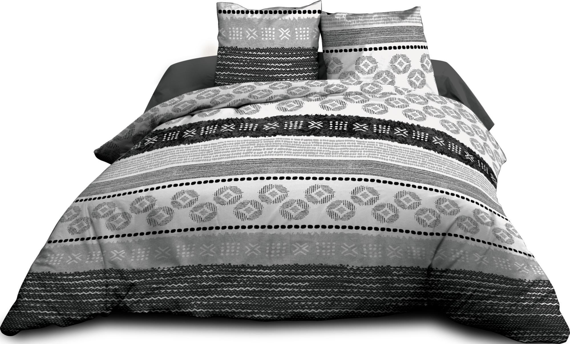 Housse de couette 220x240 + 2 taies - Pur coton 57 fils - Yuma gris - 3