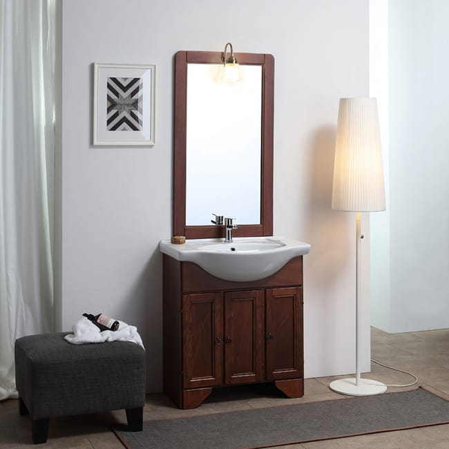 Meuble Au Sol Pour Salle De Bain 75 Cm Couleur Noyer Art Pauvre Leroy Merlin