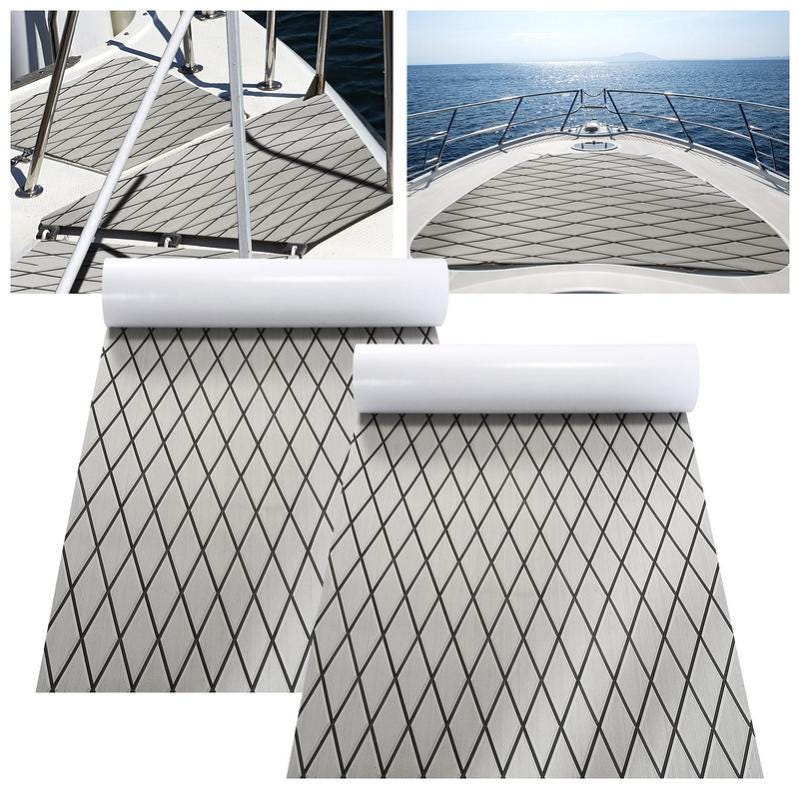 Tapis de pont Coussin de Sol Antidérapant Feuille de Terrasse Marine Tapis  de Sol en Mousse EVA 190cmX70cmX0.6cm gris