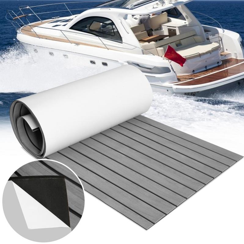 Zeeos Tapis De Sol Pour Yacht Et Bateau – Mousse EVA Antidérapant Autocollant – Imitation Teck Avec Ligne Blanche – 240 X 90 Cm