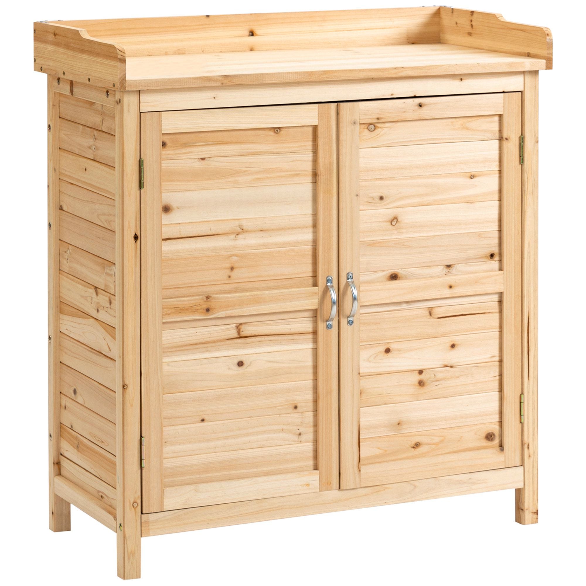 Armario de jardín de madera con 2 puertas Outsunny 98x48x95,5 cm Gris