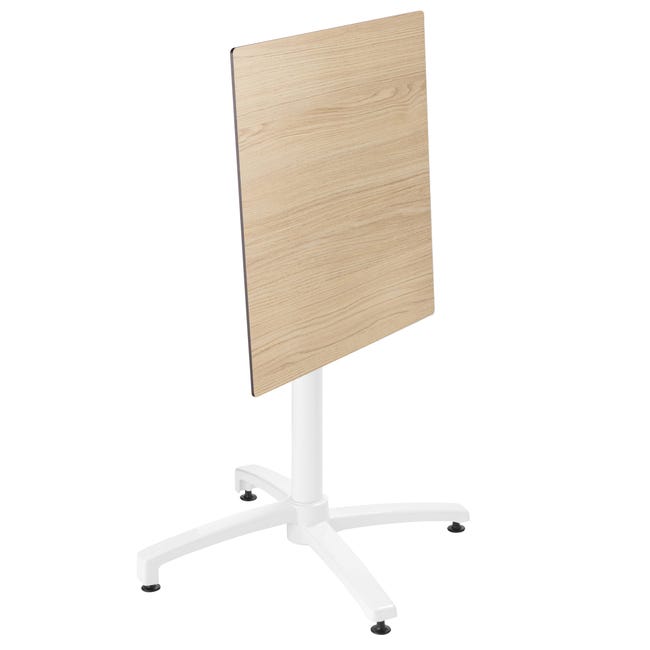 Table carrée pied blanc inclinable avec plateau chêne naturel 60 x