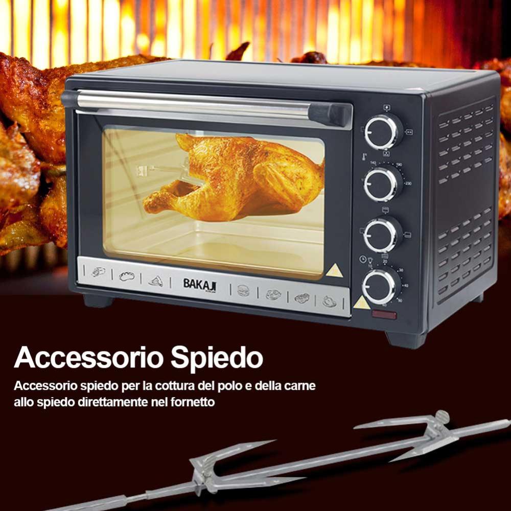 Forno Da Tavolo 30L 1650W | 5 Funzioni, Girarrosto, 65-230°C, Timer 60 Min, Cottura 360° Inclusa
