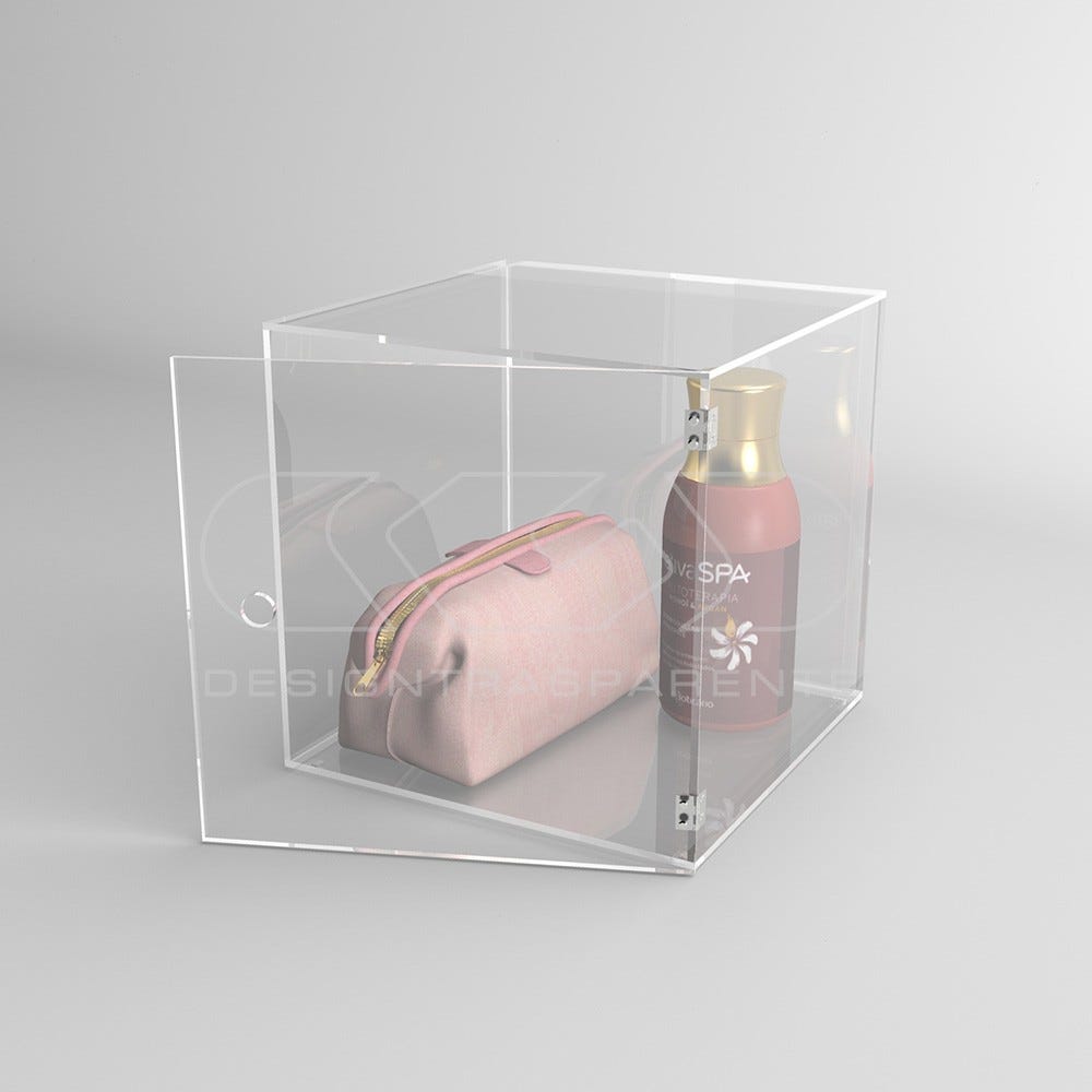 Cubo vetrina cm 35x20x35 contenitore da terra in plexiglass trasparente