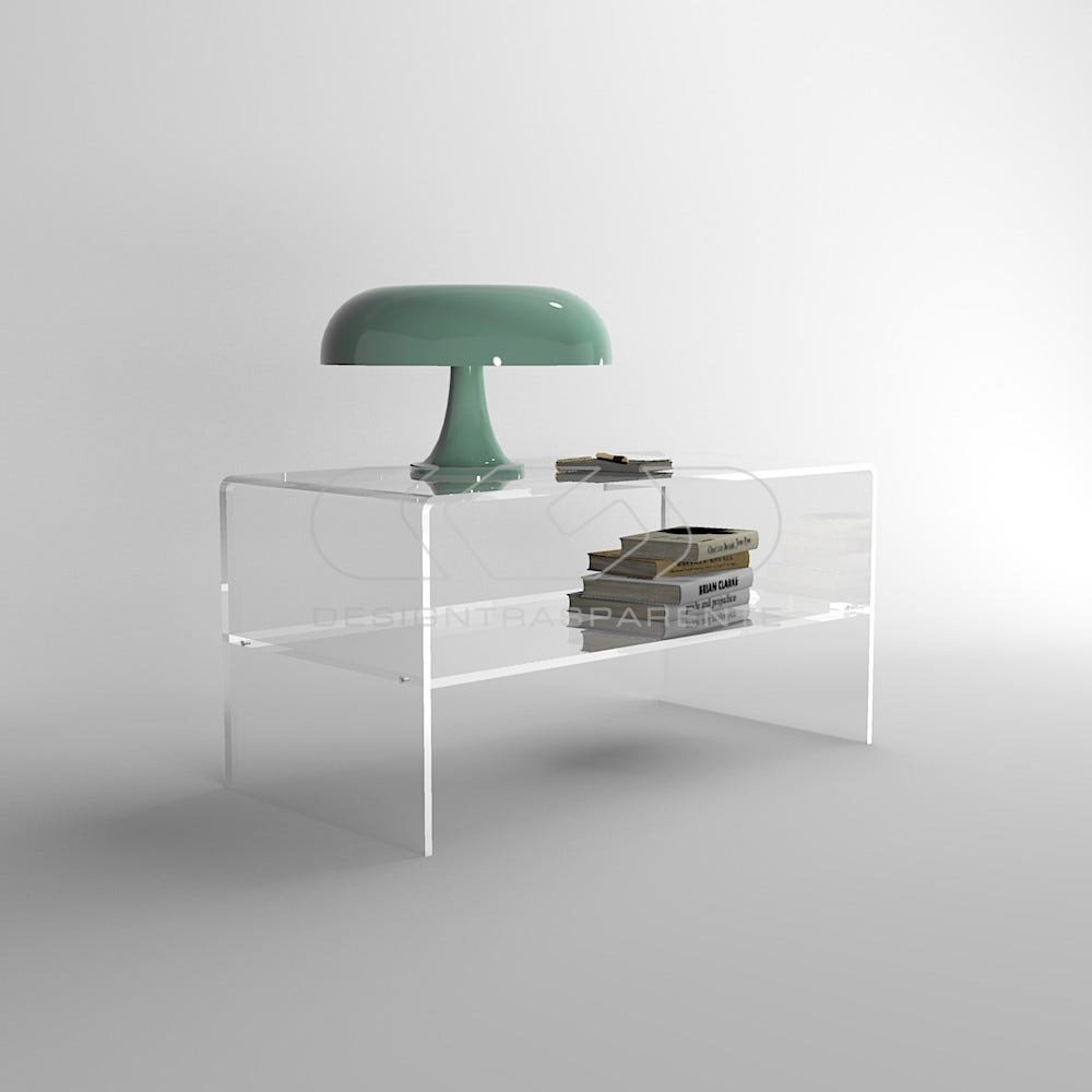 Tavolino con ripiano cm 65x20x60 in plexiglass trasparente tavolo da  salotto