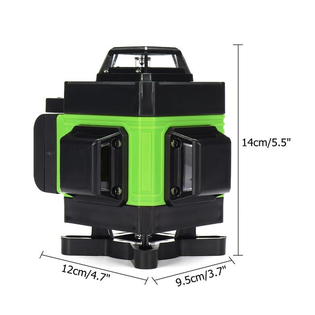 Niveau Laser 4D 360° 16 Lignes Lumière verte, croix horizontale et  verticale, mesure auto-nivelante, 1 Batterie