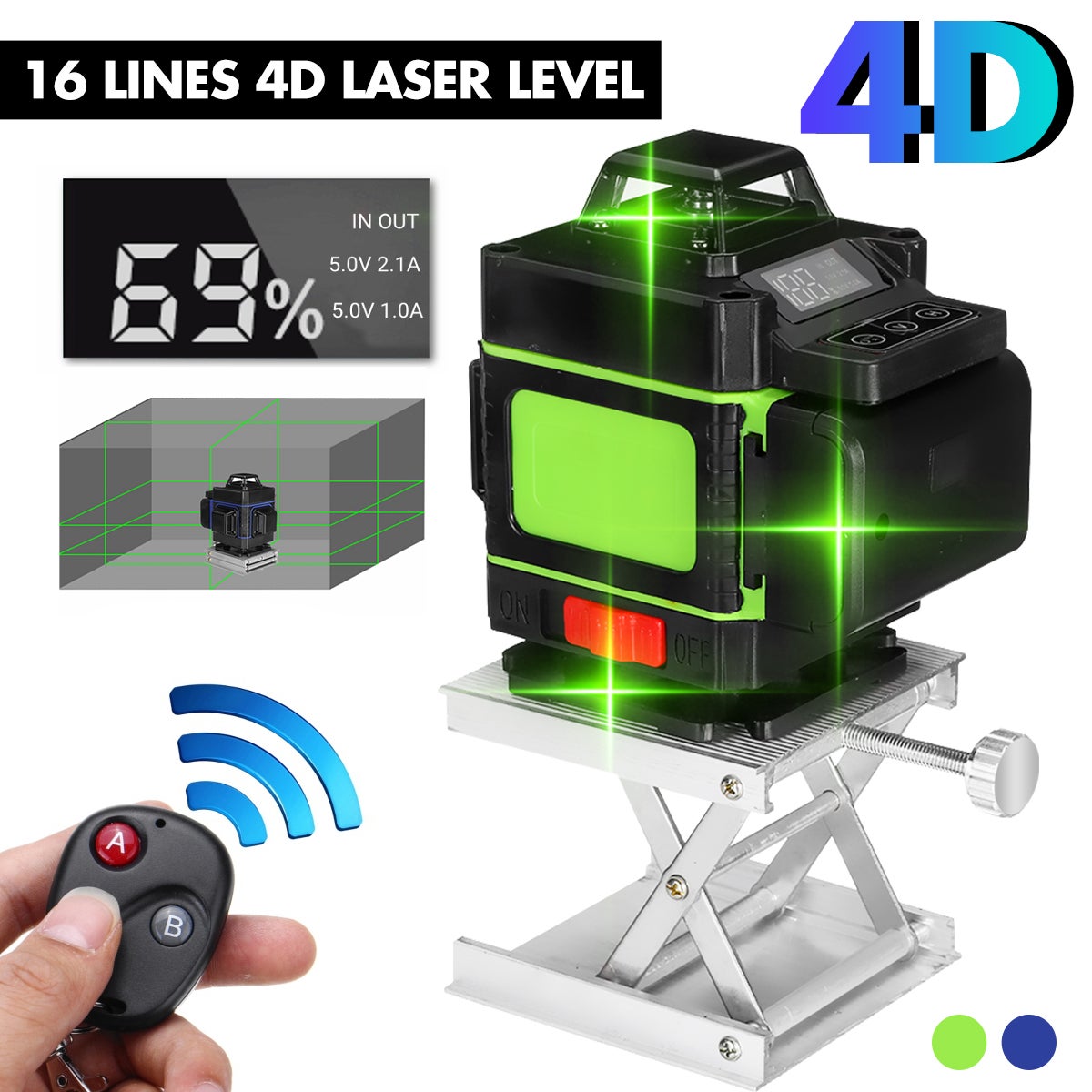 VEVOR Niveau Laser Vert Autonivelant 16 Lignes Croisées 4 x 360
