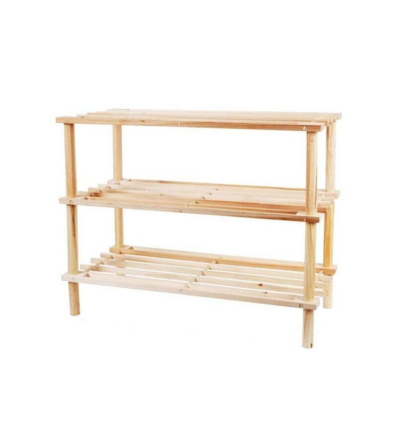 Zapatero 3 baldas madera natural 63x48x26cm