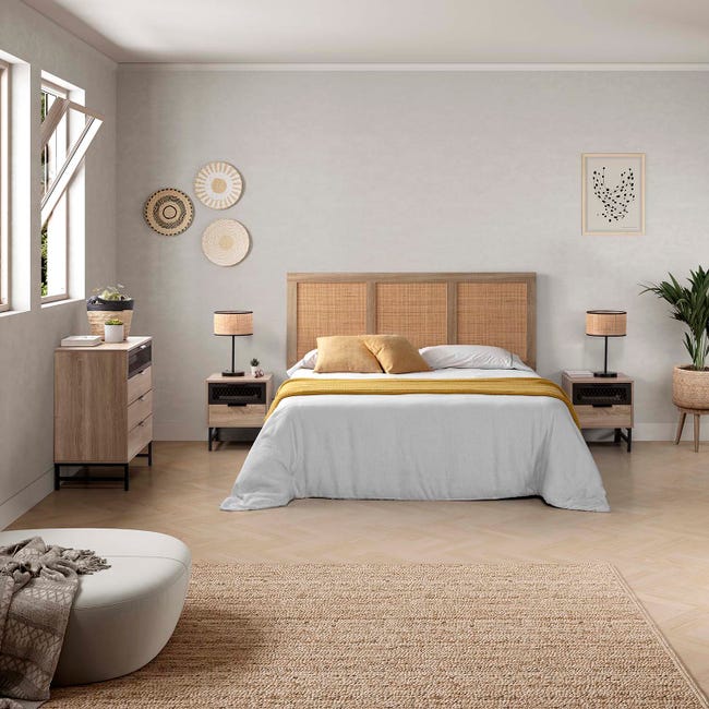 Cabecero cama 160 cm JANA. Cabecero color blanco andersen y detalle grises,  apto para camas 135, 150 y 160 cm.