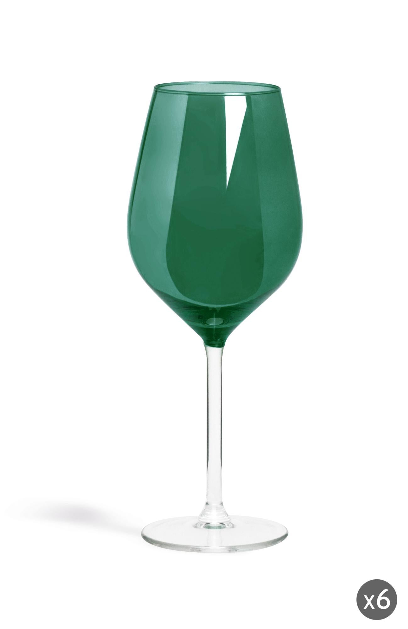Excelsa Color Wine Set 6 Calici Da Vino In Vetro, Grigio, Capacità 500 Ml, Altezza 23 Cm, Lavabili In Lavastoviglie - 2