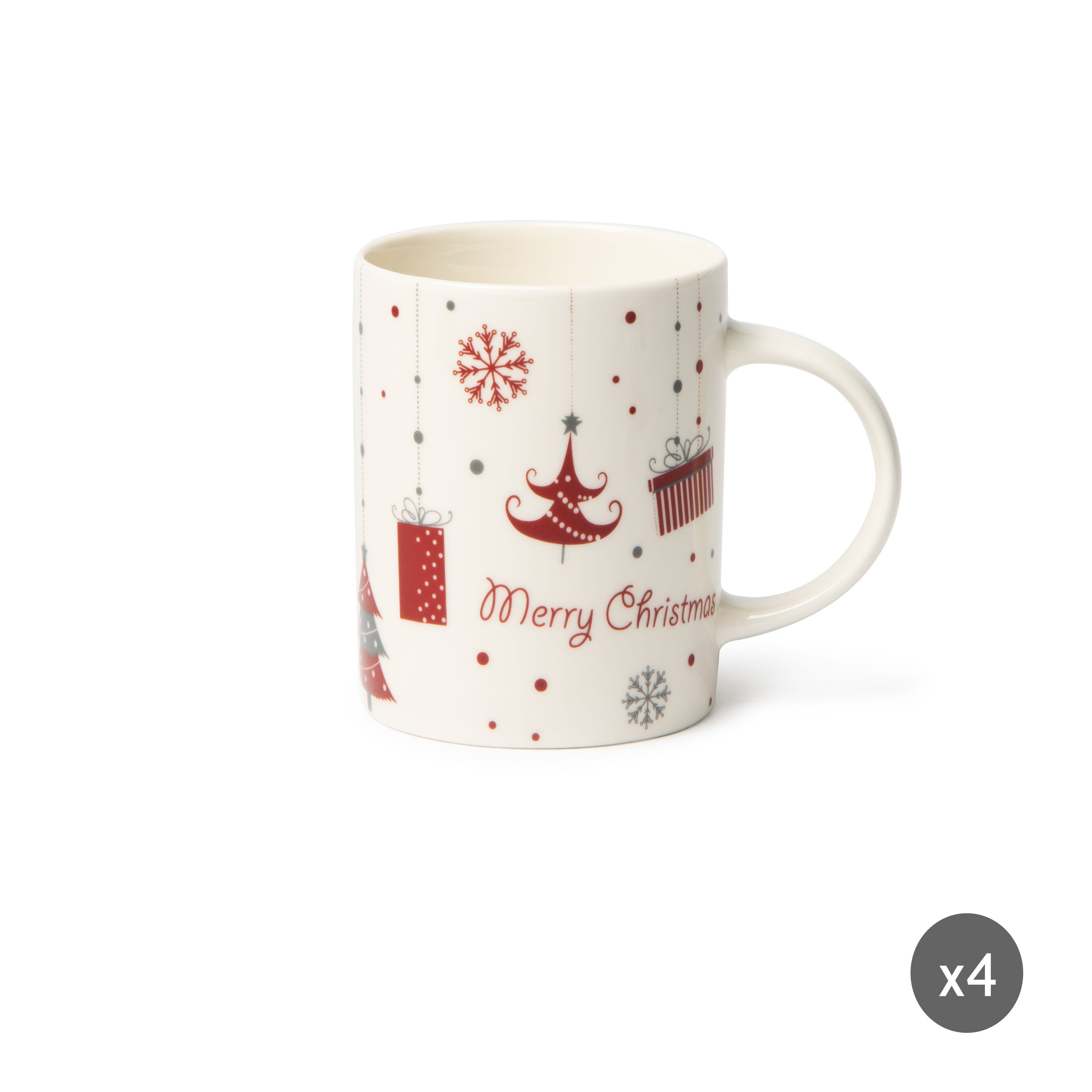 Excelsa set 4 mug Merry Christmas ceramica 30 cl multicolore