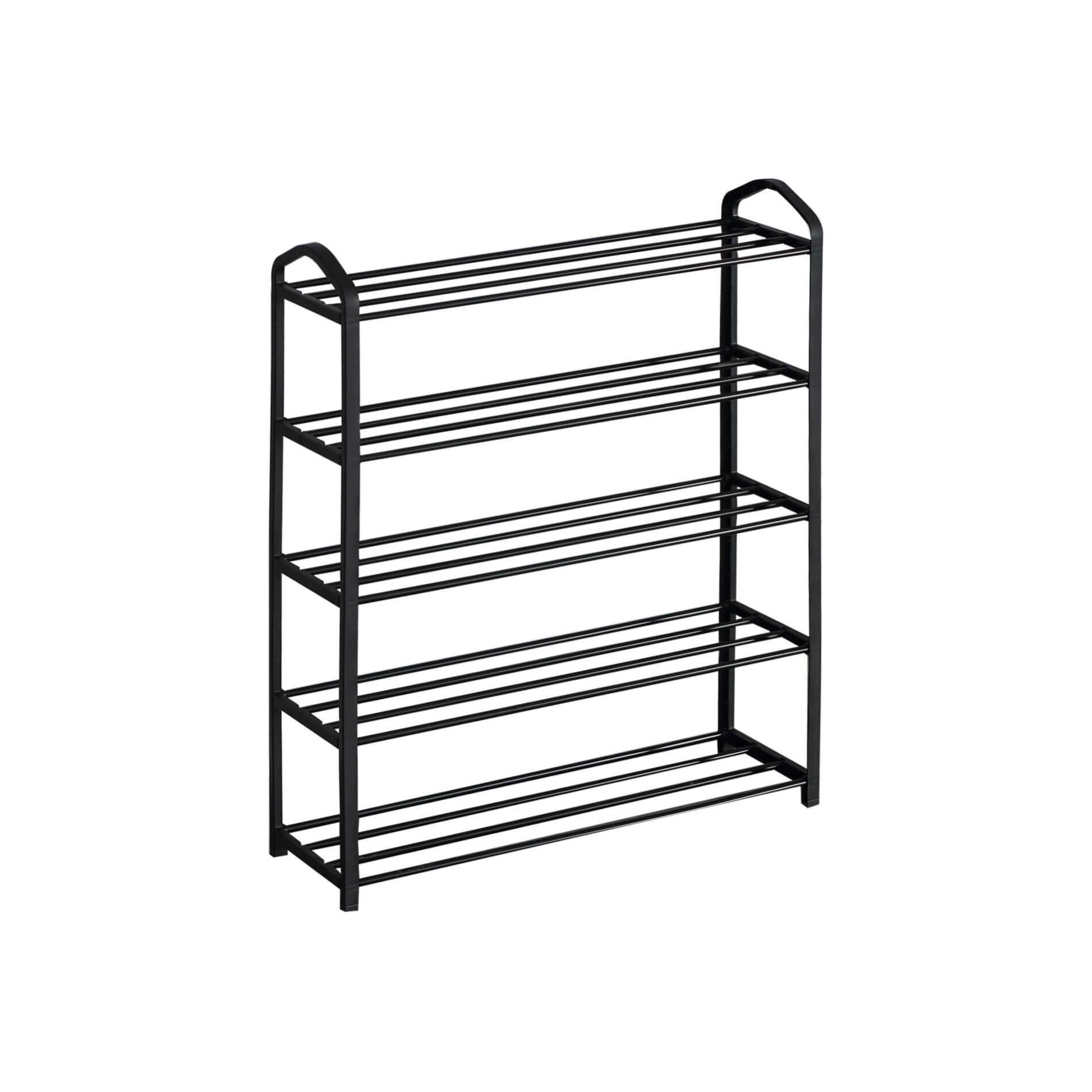 Rebecca Mobili Zapatero 5 Estantes Estante para Zapatos Negro Metal