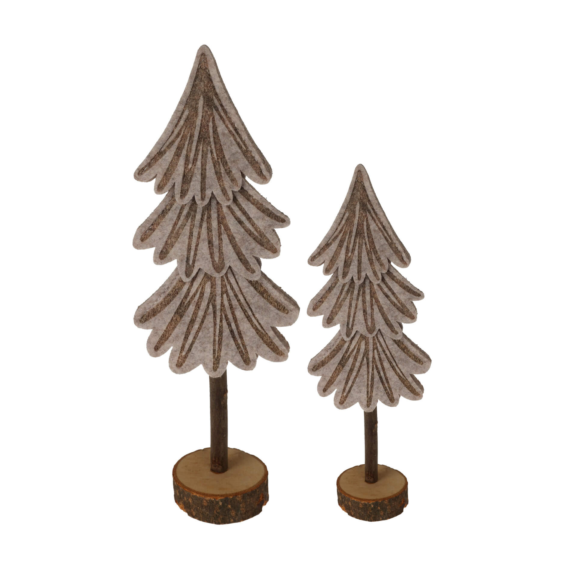 Rebecca Mobili Ensemble de 2 Mini Sapins de Noël en Feutre Gris Marron