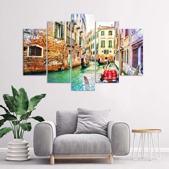 Quadri Quadro 5 pezzi Stampa su tela Venezia città Italia - 150x100