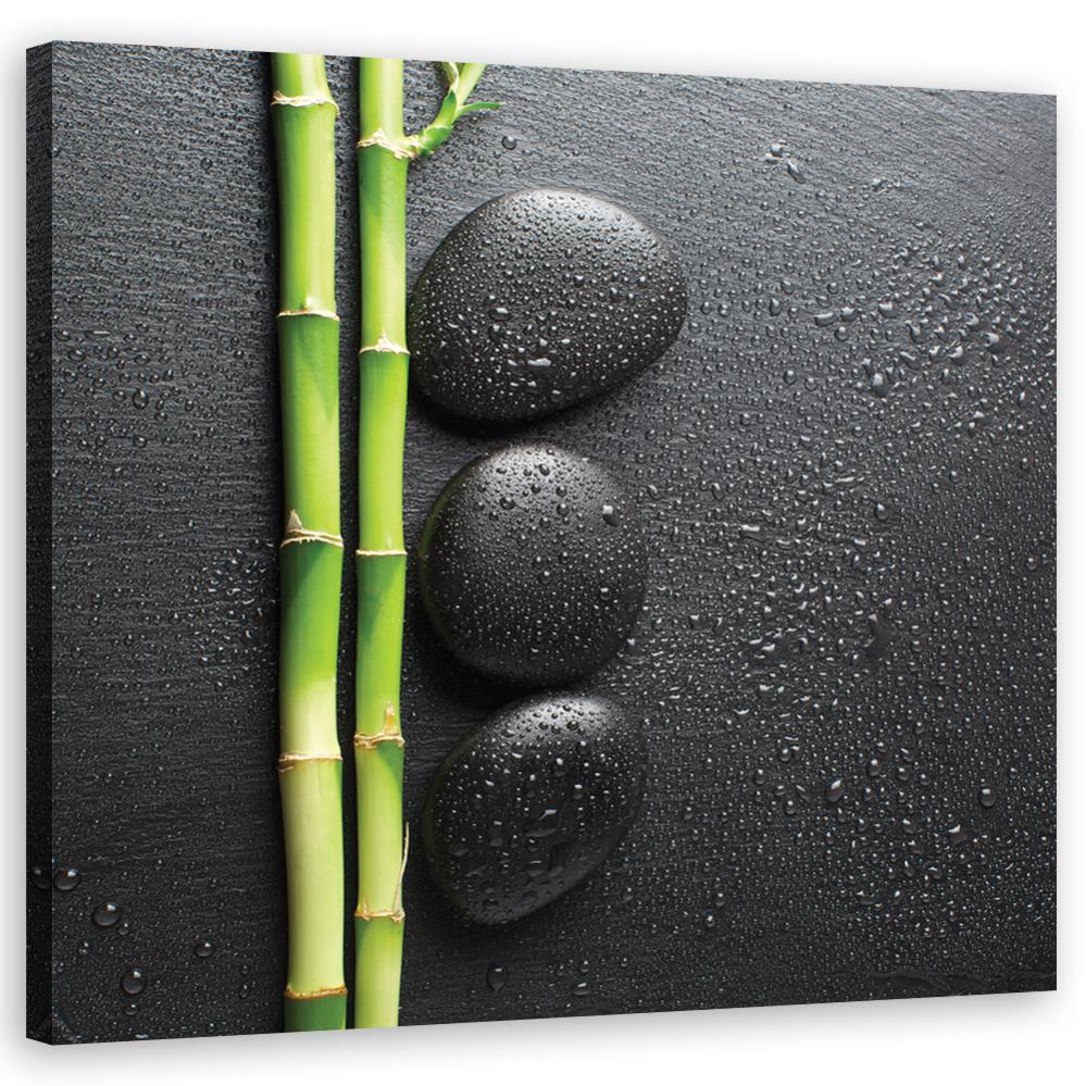 Quadro - Composizione Zen: orchidea, bambù e pietre - 120x40