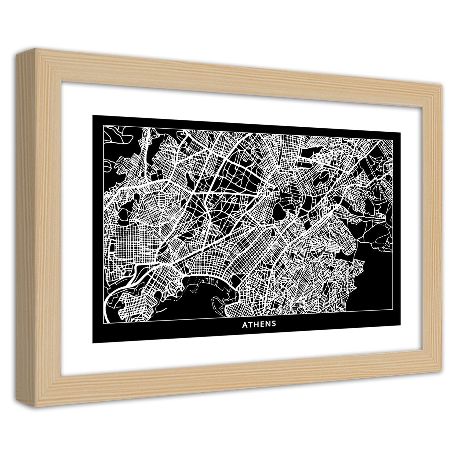 Quadro con cornice, Carta della città di Atene - 45x30