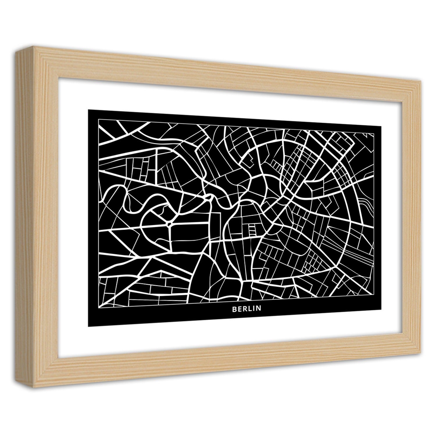 Quadro con cornice, Carta della città di Berlino - 45x30