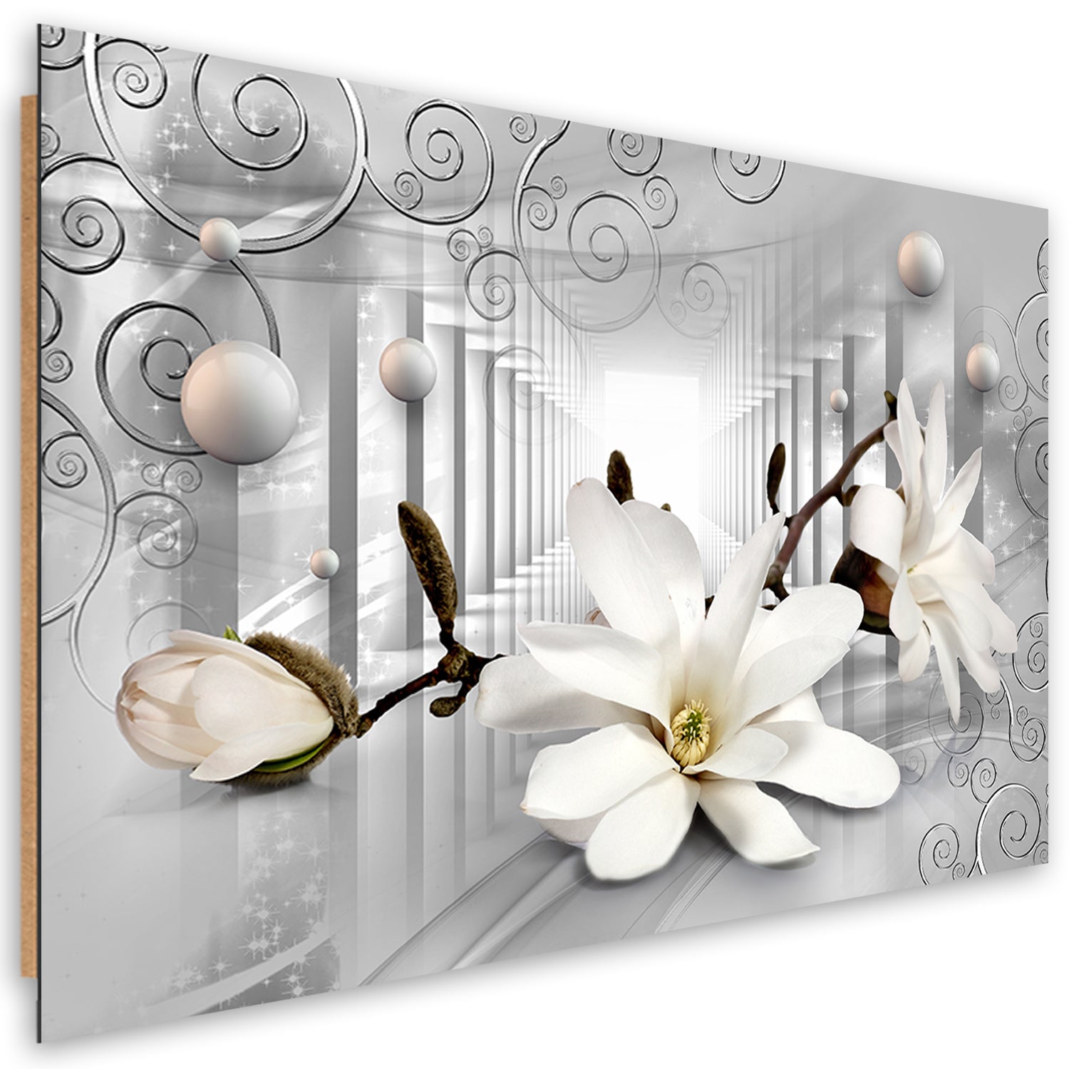 Quadro deco panel, Mappamondo dipinto su cemento - 90x60