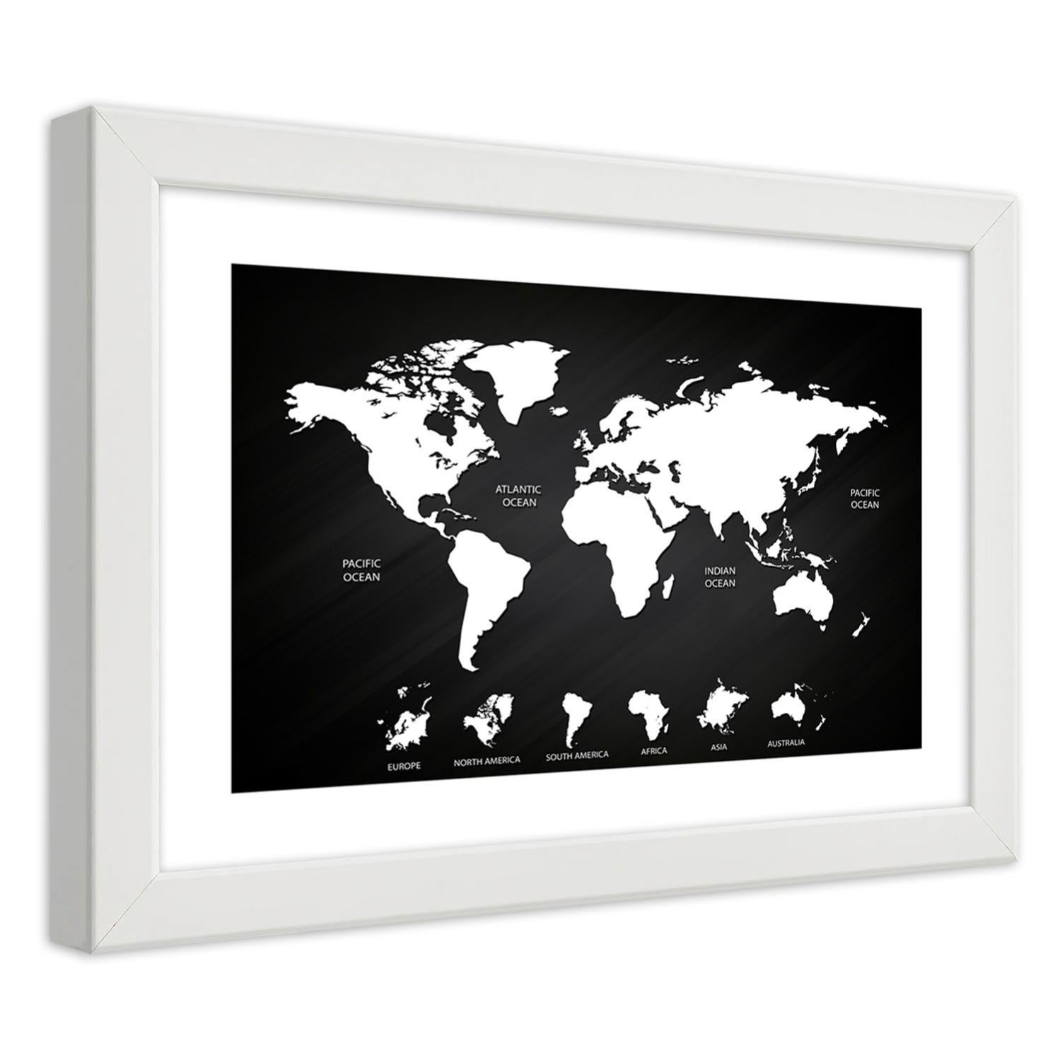 Runa Art – Quadro Mappa Del Mondo Rosa/grigio, 3 Pezzi 120x80 Cm, Decorazione Murale Su Tessuto Non Tessuto