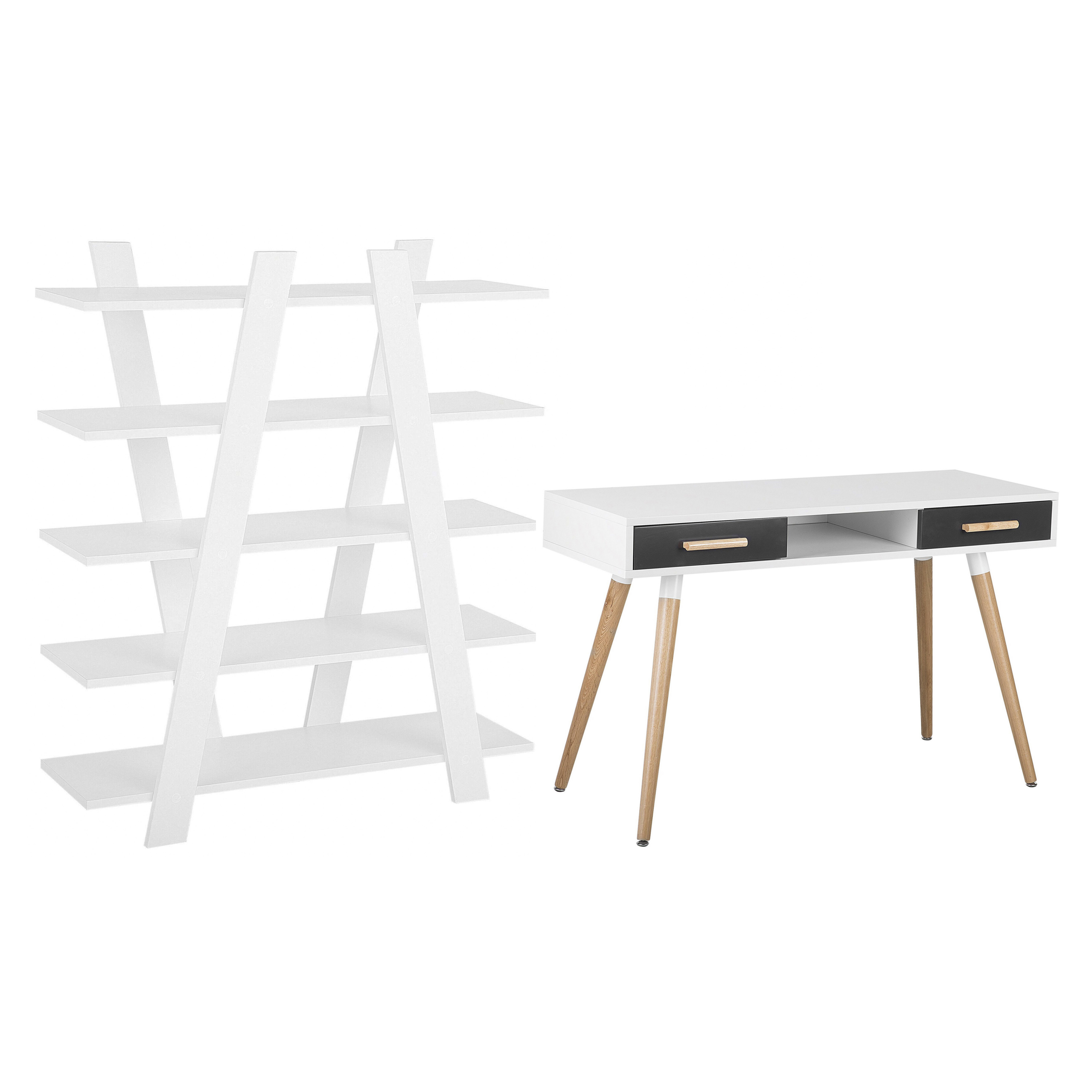 Beliani conjunto de mobiliario de oficina blanco/gris oscuro escalante/frisco