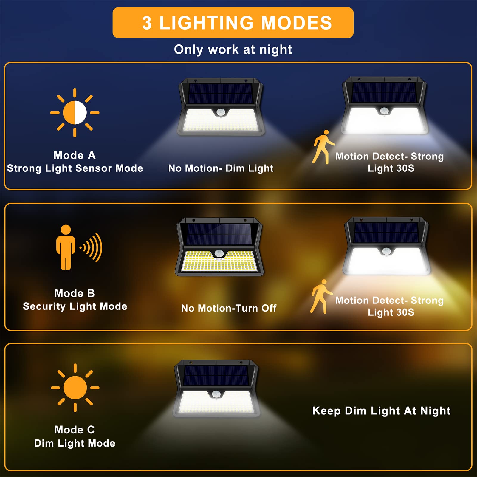 Lampe Solaire Exterieur, 3 Modes Projecteur Led Eclairage Exterieur Avec  Detecteur, 283 LED Spot Solaire Exterieur IP65 Etanche Lumiere, 6 pièces