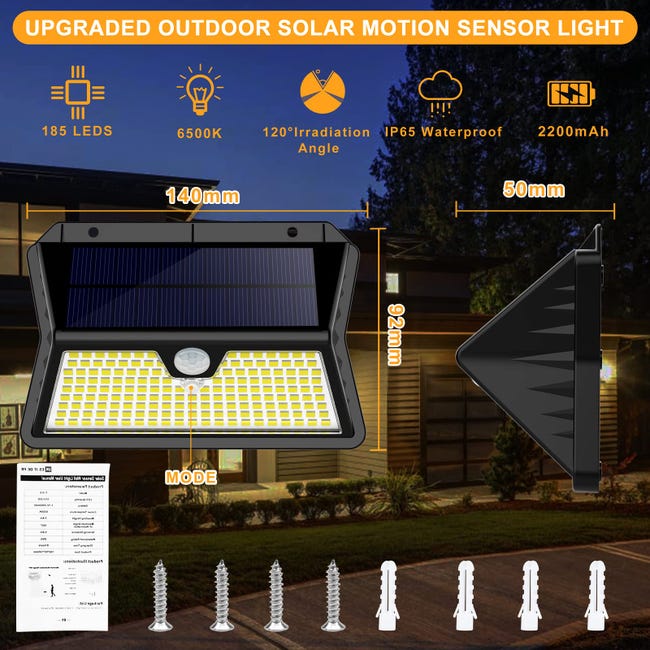 Projecteur led extérieur solaire: 2 spots 100 led