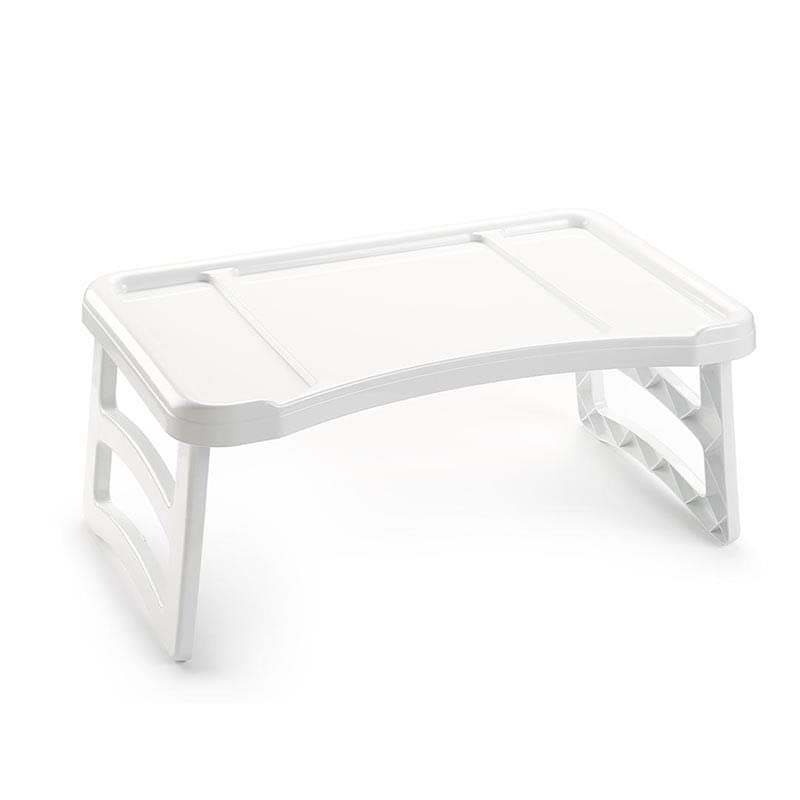 Vassoio da letto in Plastica Tavolino Porta colazione con gambe  richiudibili Vassoio da letto o divano 50x32x22 cm - Surt 211A - Bianco