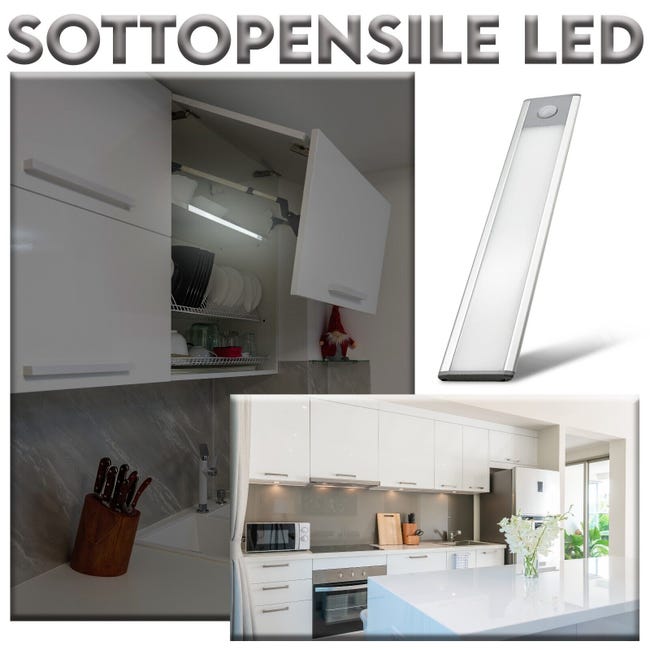 Sottopensile LED per cucina mose luce bianco naturale 23 cm larghezza barra  per cappa cucina armadio inspired