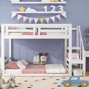 Letto a Castello per Bambini Scivolo e Scala in Pino 208x230 cm