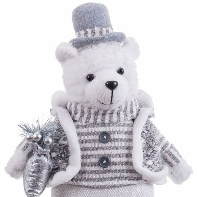 Décorations de Noël Blanc Gris Métal Tissu ours polaire 20 x 10 x 33 cm