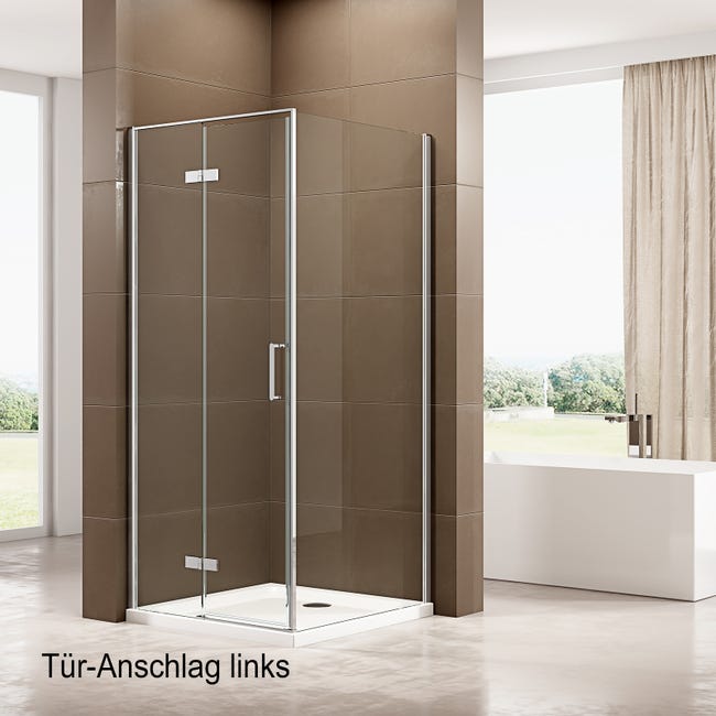 Mampara de ducha de esquina EX416 - 90 x 90 x 195 cm - con puerta
