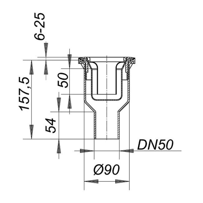 Bonde verticale pour receveur de douche diamètre 90 mm DUCHA