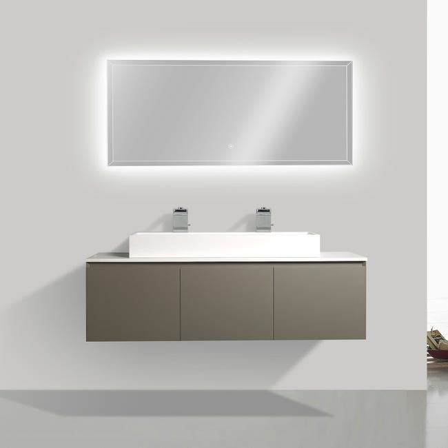 BERNSTEIN - Mueble de cuarto de baño Luna 1600 en blanco mate con mueble de  lavabo de fundición mineral - Sin espejo, Sin lavabo sobre encimera
