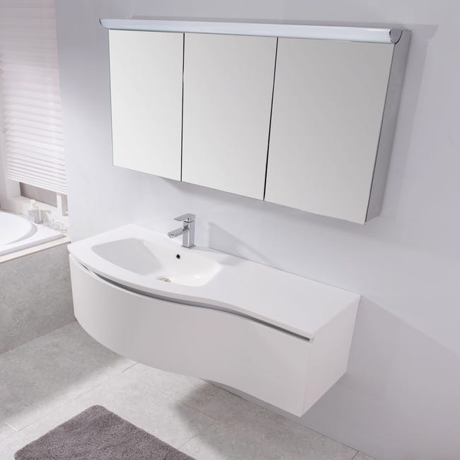 BERNSTEIN - Armoire à glace aluminium murale salle de bain et toilettes,  étagère avec miroir avec LED