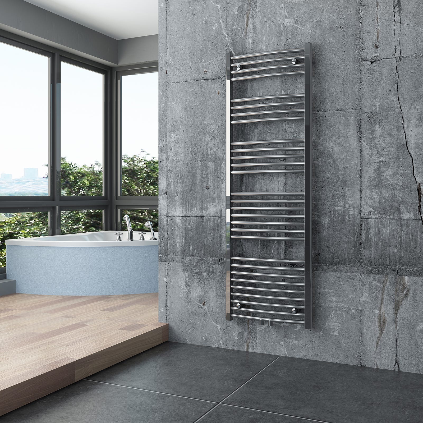 BERNSTEIN - Radiateur sèche-serviettes design acier inoxydable de salle de  bain - Chrome - R20C - 150x50cm, Sans porte-serviette, kit connexion chromé