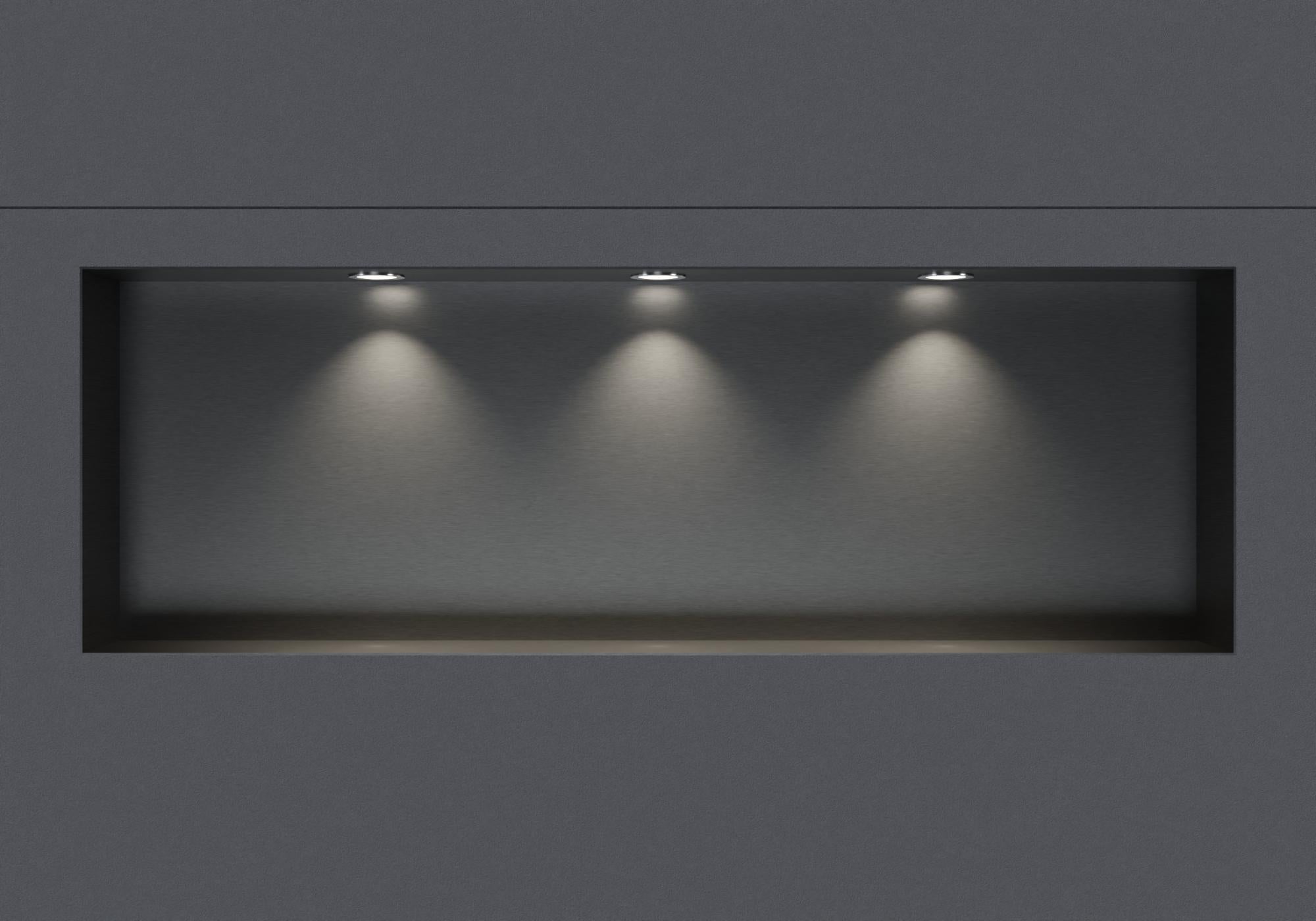 BERNSTEIN Niche murale douche acier inox + 3 Spots LED, étagère