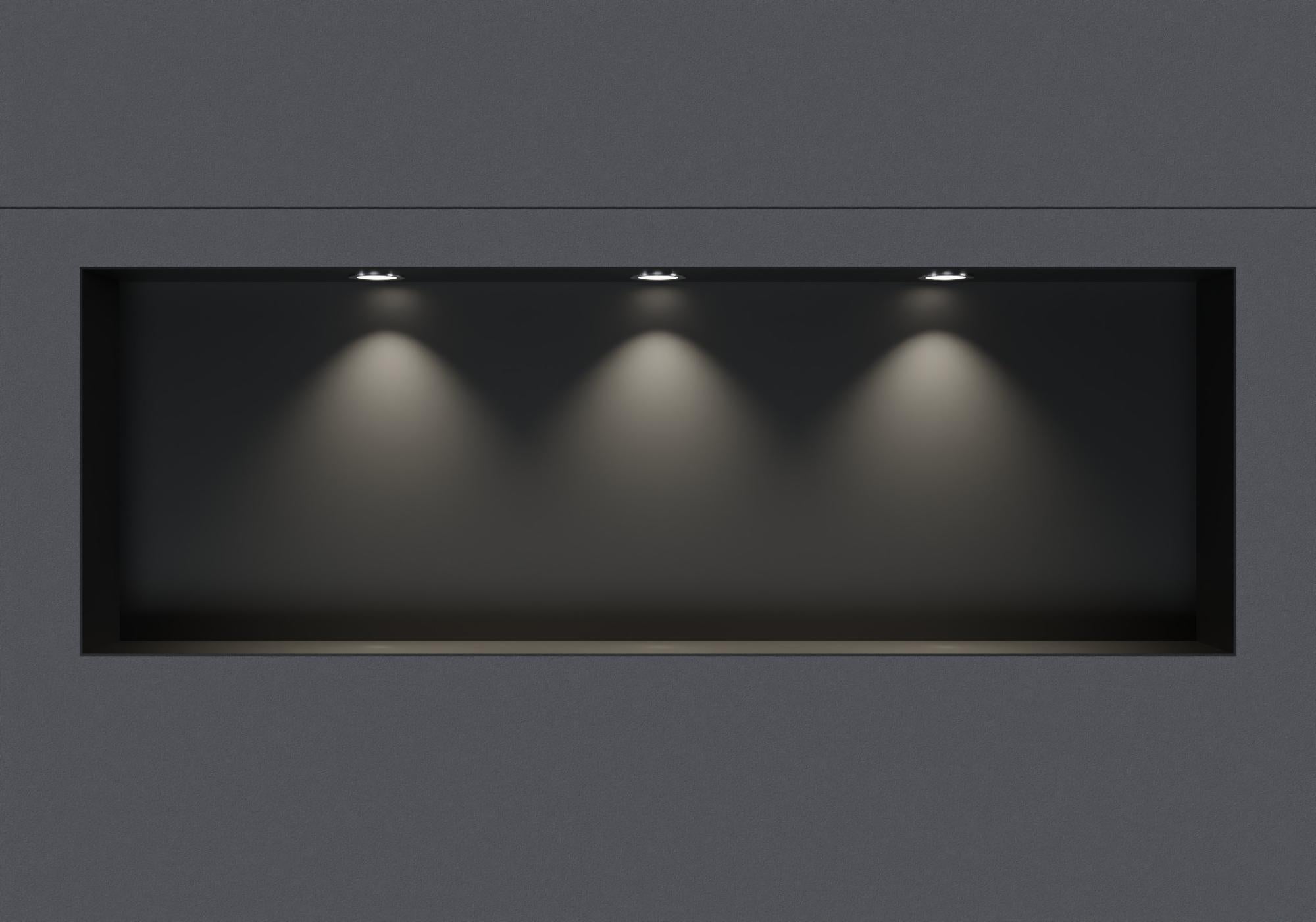 BERNSTEIN Niche murale douche acier inox + 3 Spots LED, étagère