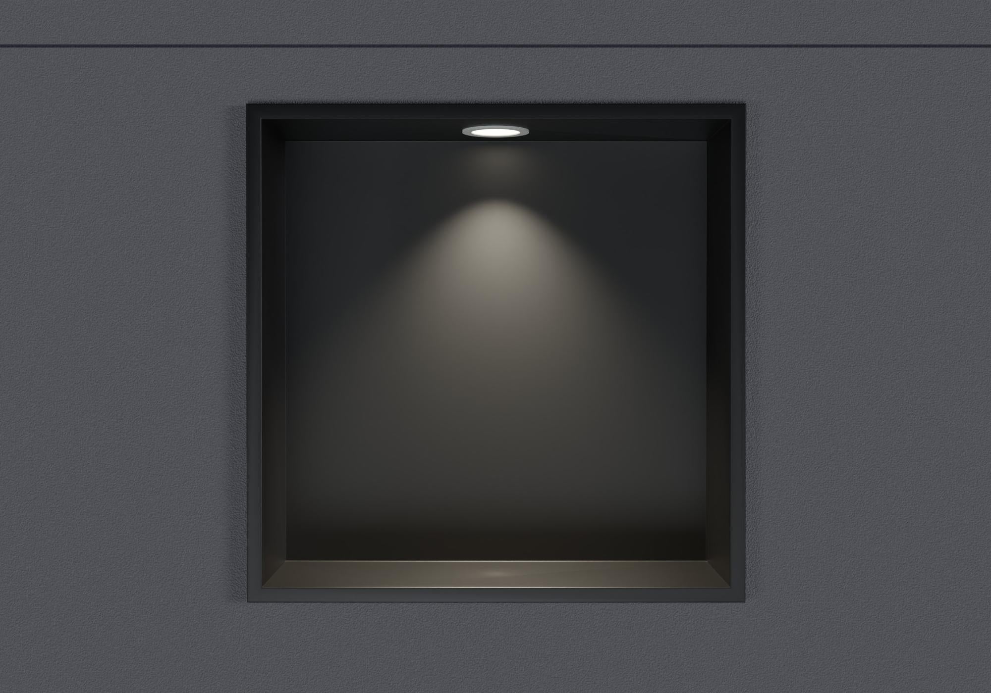 Nicchia Doccia In Acciaio Inox 304 30,5x30,5 Cm - Mensola A Parete Incasso, Colore Nero Opaco, Facile Installazione