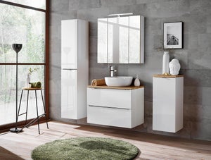 Meuble bas salle de bain avec panier à linge intégré Monako Grey OAK