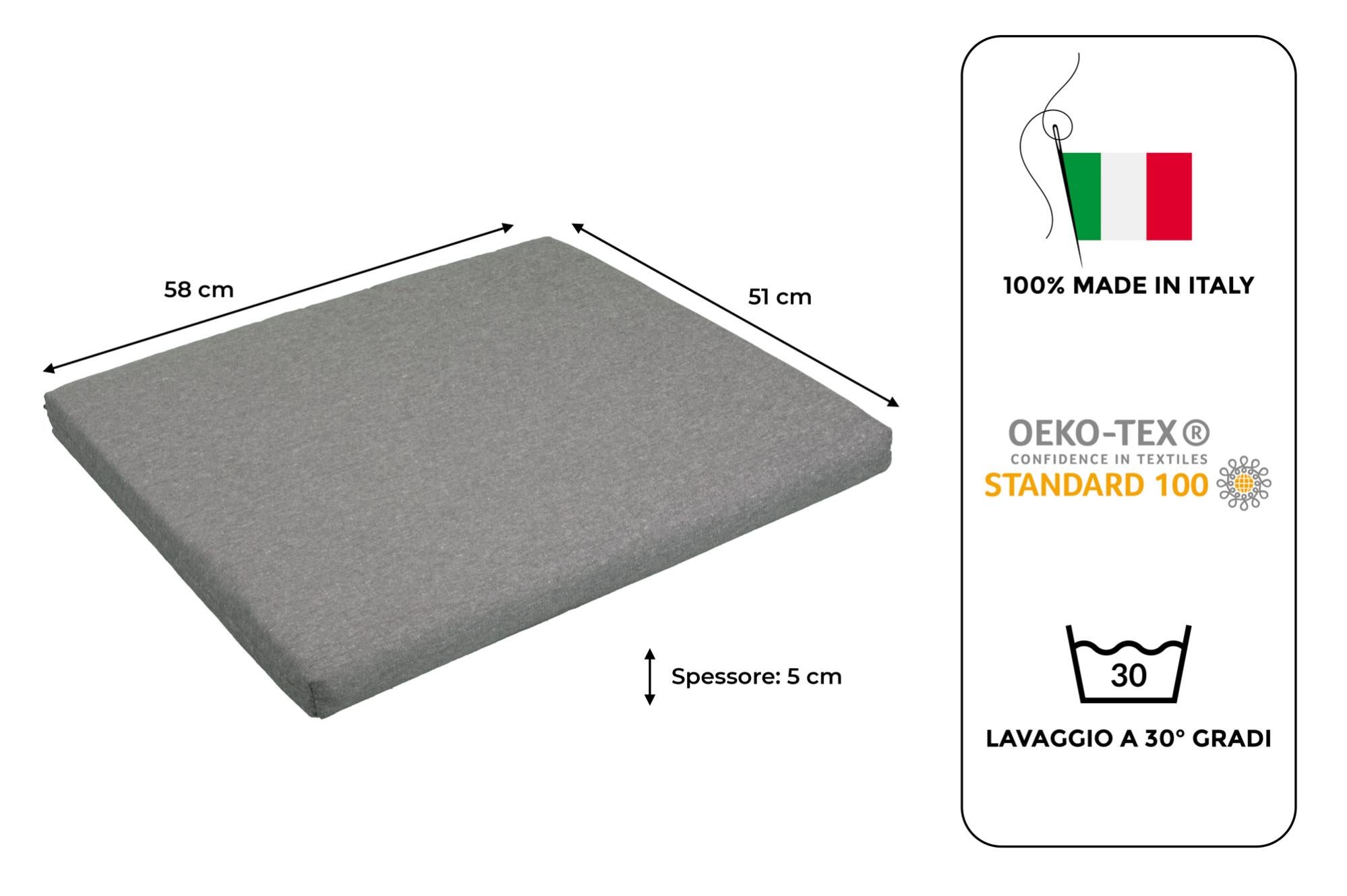 Set da 4 PZ. Mis. cm 58 X 51 sp. 5 cm,SALOTTINO, DIVANETTO Rattan/MIDOLLINO Tessuto COT/Poli Grigio Made in Italy - 2