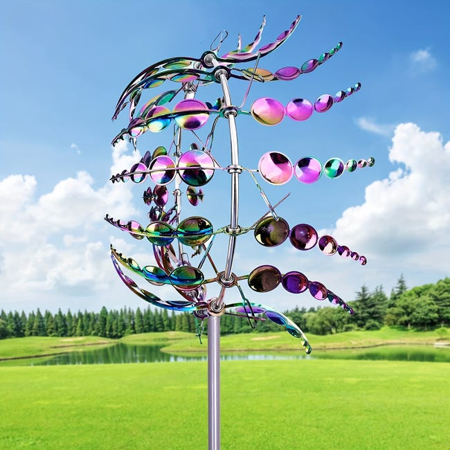 Moulin à vent en métal Unique et magique, Sculpture cinétique du vent 3D,  attrape-vent, décoration de Patio extérieur en métal, coloré